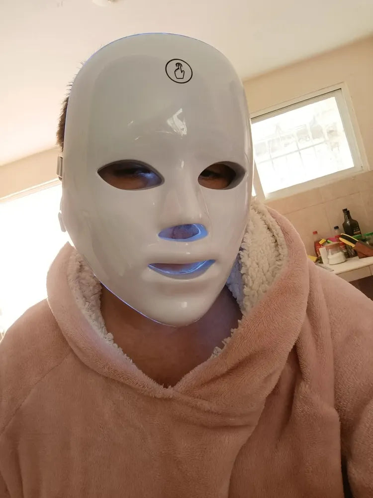 Máscara facial LED 7 colores con botón táctil