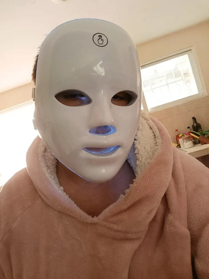 Máscara facial LED 7 colores con botón táctil